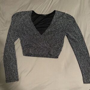 Papermoon Black and Silver Sheer Top